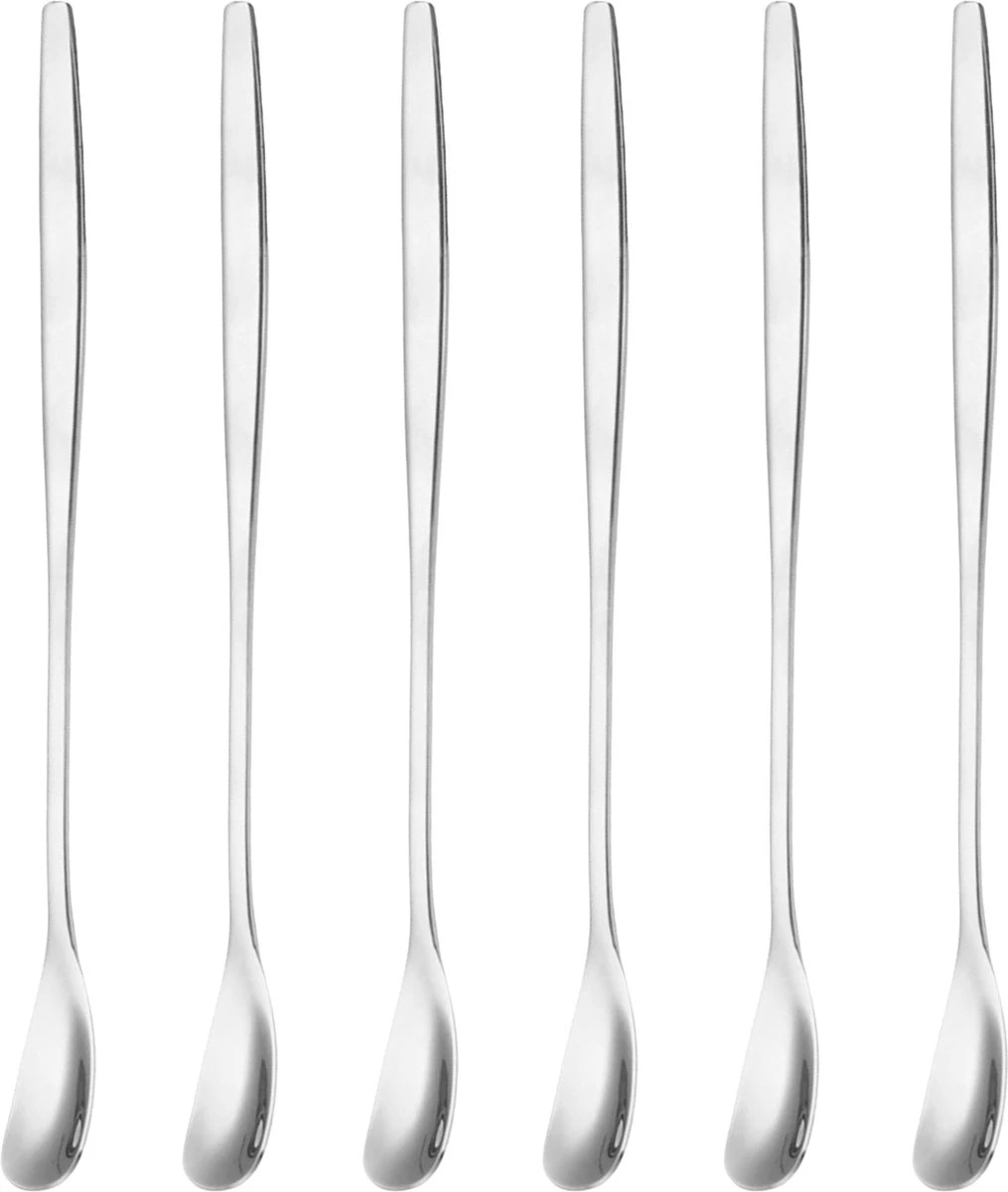 House Of Husk Latte Macchiato Lepels Set - Lange Theelepels - Koffielepels - Longdrinklepels - Barlepel - RVS - 6 Stuks - 17CM - Zilver 1 House Of Husk Latte Macchiato Lepels Set - Lange Theelepels - Koffielepels - Longdrinklepels - Barlepel - RVS - 6 Stuks - 17CM - Zilver