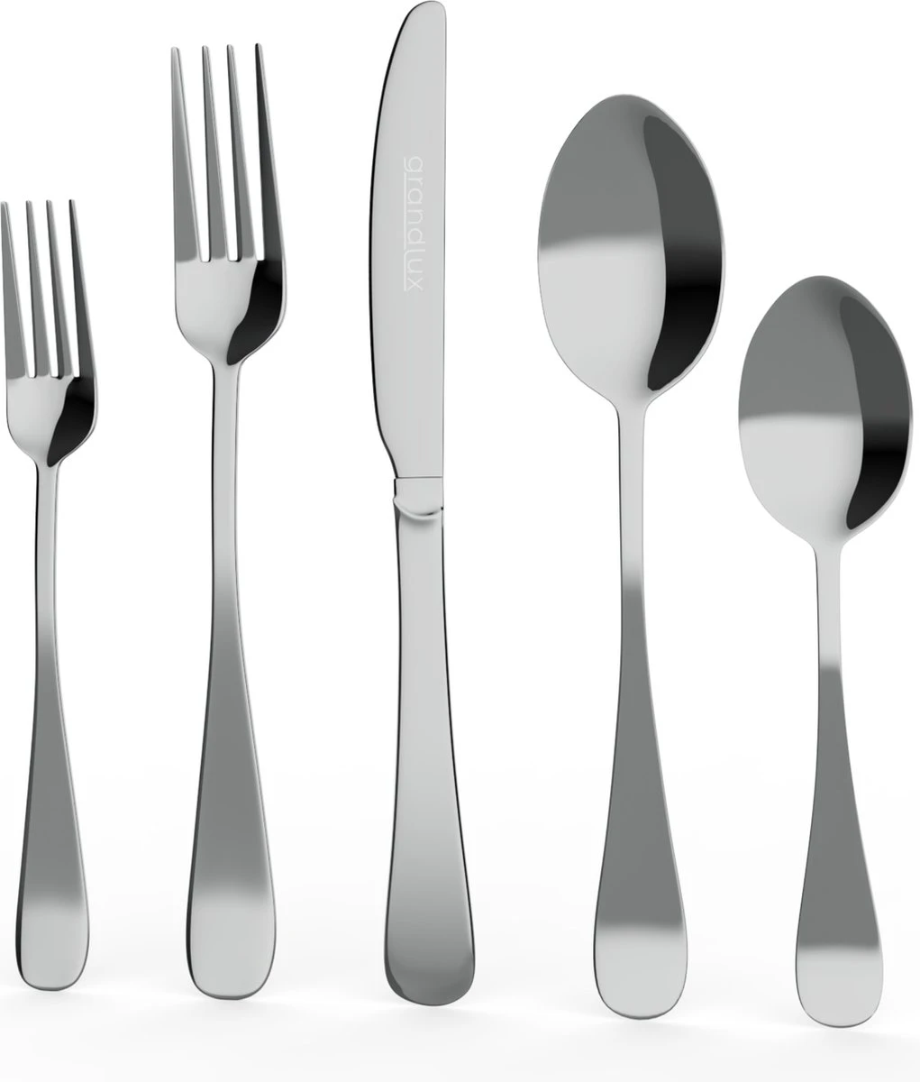 Grandlux Bestekset 6 Persoons 30-delig - Zilver Bestek - Messen, Vorken, Lepels - Cutlery Set - RVS