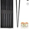 Dymund® Chopsticks - 5 Persoons Eetstokjes Set - Herbruikbaar - RVS - Zwart