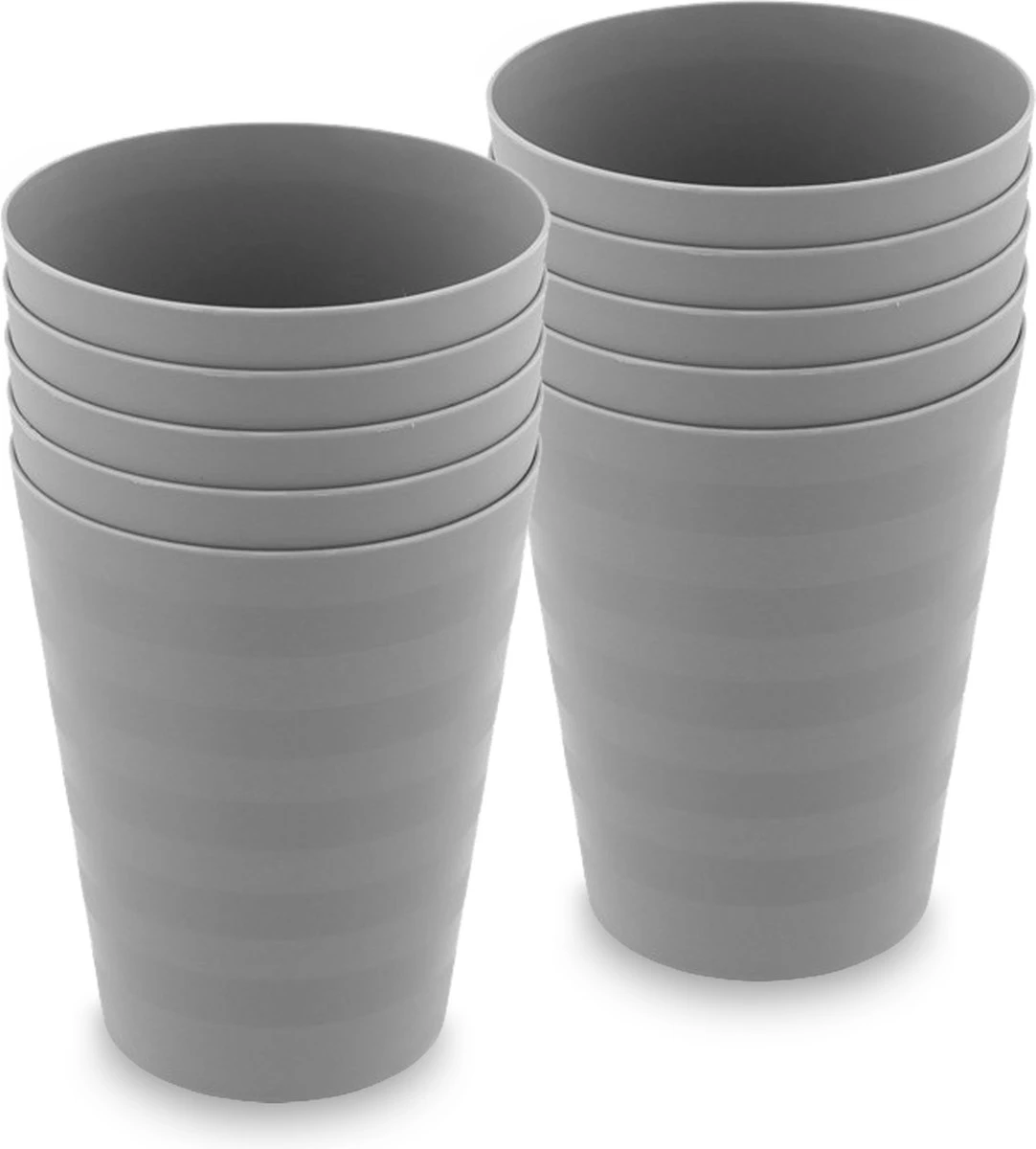 In Round Herbruikbare Plastic Drink Bekers – 10 Stuks – Grijs 1 In Round Herbruikbare Plastic Drink Bekers – 10 Stuks – Grijs
