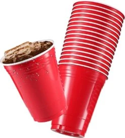 Merkloos Red Cups - 25stuk(s) - 475ml - Party Cups - Beerpong - Drankspel - Beerpong Bekers - Plastic Bekers