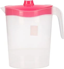 1x Waterkannen/sapkannen Met Roze Deksel 2,5 Liter 11 X 23 X 26 Cm Kunststof - Sapkannen/waterkannen/schenkkannen/limonadekannen