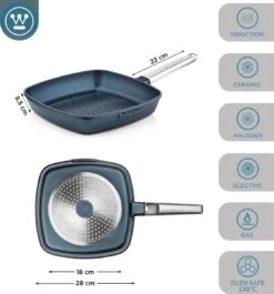Westinghouse Performance Series - Grillpan Inductie 28cm - Luxe Grillpan - Blauw - Steakpan - Geschikt Voor Alle Warmtebronnen Inclusief Inductie En Ovenbestendig -Keukengerei Verkoop 1120x1200 5