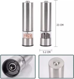 Elektrische Zoutmolen - Zout En Pepermolen Set - 2 Stuks - Elektrisch - Automatisch - Molenset - RVS - Duurzaam - Hervulbaar - BBQ Accessoires - Restaurant Kwaliteit -Keukengerei Verkoop 1122x1200 2
