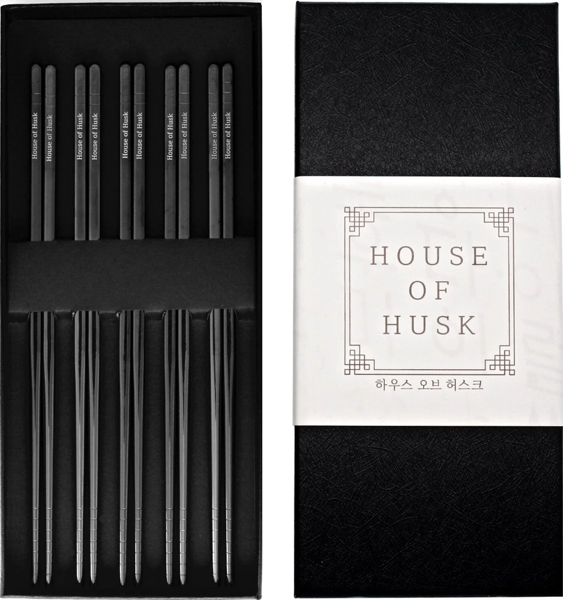 House Of Husk Chopsticks Set - Koreaanse Eetstokjes - Vaatwasserbestendig - RVS - 5 Paar - Zwart 1 House Of Husk Chopsticks Set - Koreaanse Eetstokjes - Vaatwasserbestendig - RVS - 5 Paar - Zwart