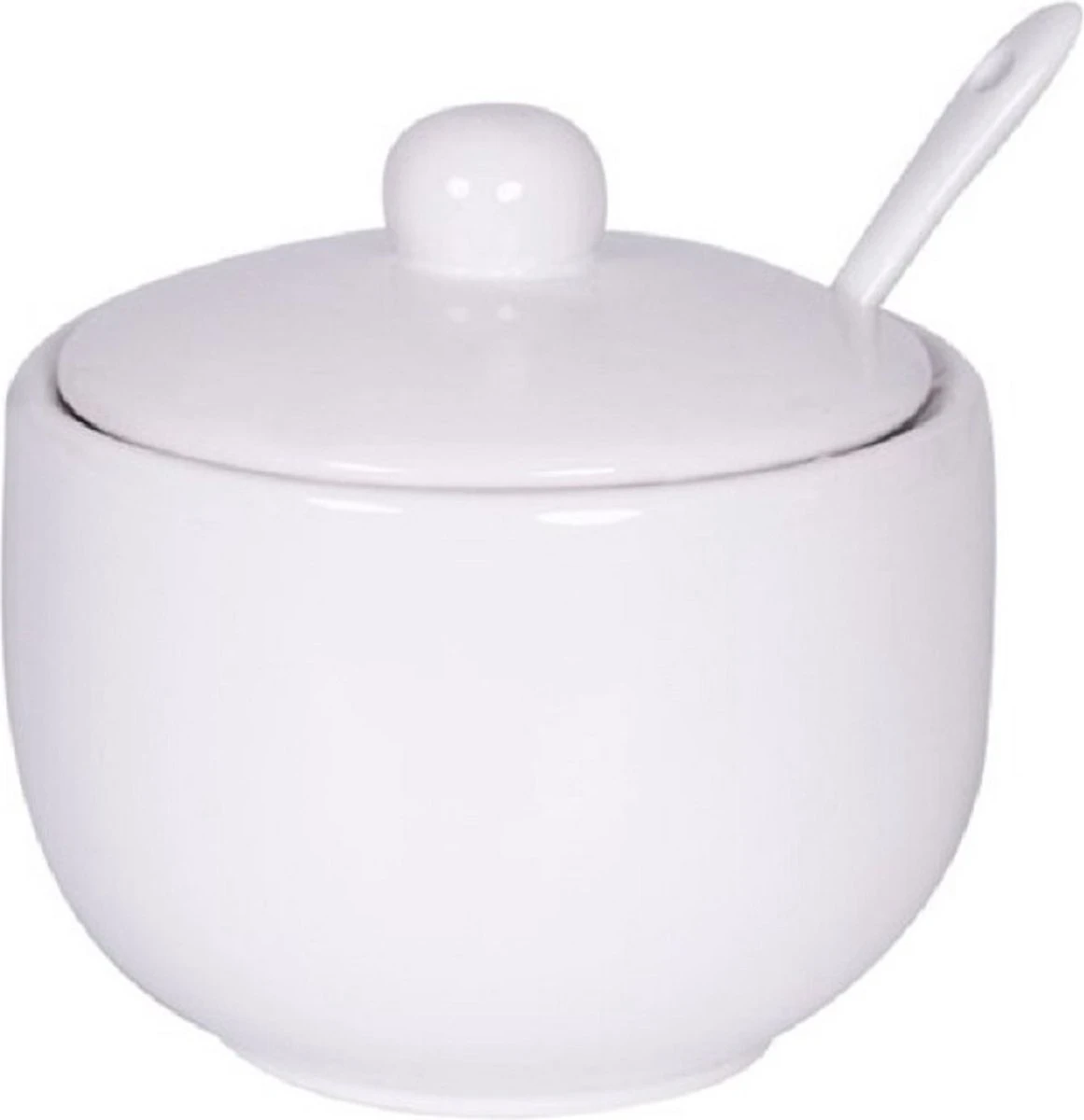 Concord Suikerkom / Suikerpotje Wit Keramiek Met Lepel En Deksel 1 Concord Suikerkom / Suikerpotje Wit Keramiek Met Lepel En Deksel