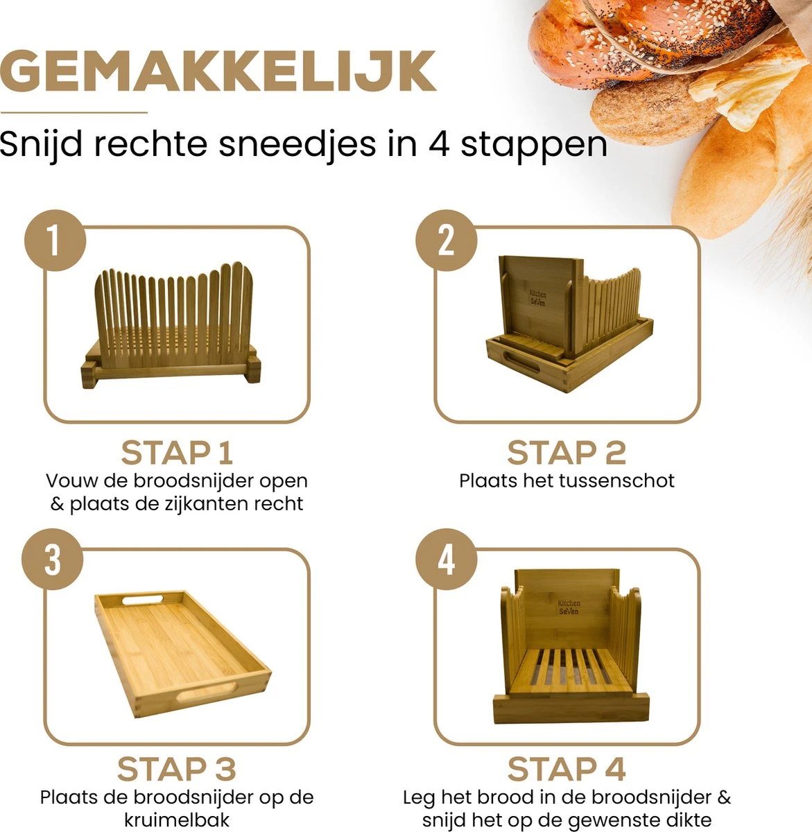 Merkloos Kitchen Seven, Broodsnijder Hulpmiddel, Bamboe Broodplank, Brood Snijden Handmatig, Inclusief Gratis Broodmes 4 Merkloos Kitchen Seven, Broodsnijder Hulpmiddel, Bamboe Broodplank, Brood Snijden Handmatig, Inclusief Gratis Broodmes - Afbeelding 4
