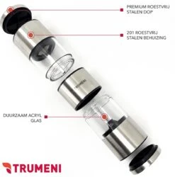 TRUMENI Dubbelzijdige Peper En Zoutmolen Set Inclusief Houder - Handmatige Pepermolen Met Instelbare Maalgraad - 2 Stuks Kruidenmolens -Keukengerei Verkoop 1185x1200 4