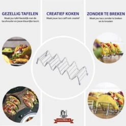 Krumble Taco Houder - Taco En Tortilla Houder Voor 4 Stuks - Serveerschalen - Koken & Tafelen - Kookgerei - Snack- & Tappasschalen - Metaal - Zilver -Keukengerei Verkoop 1197x1200 10