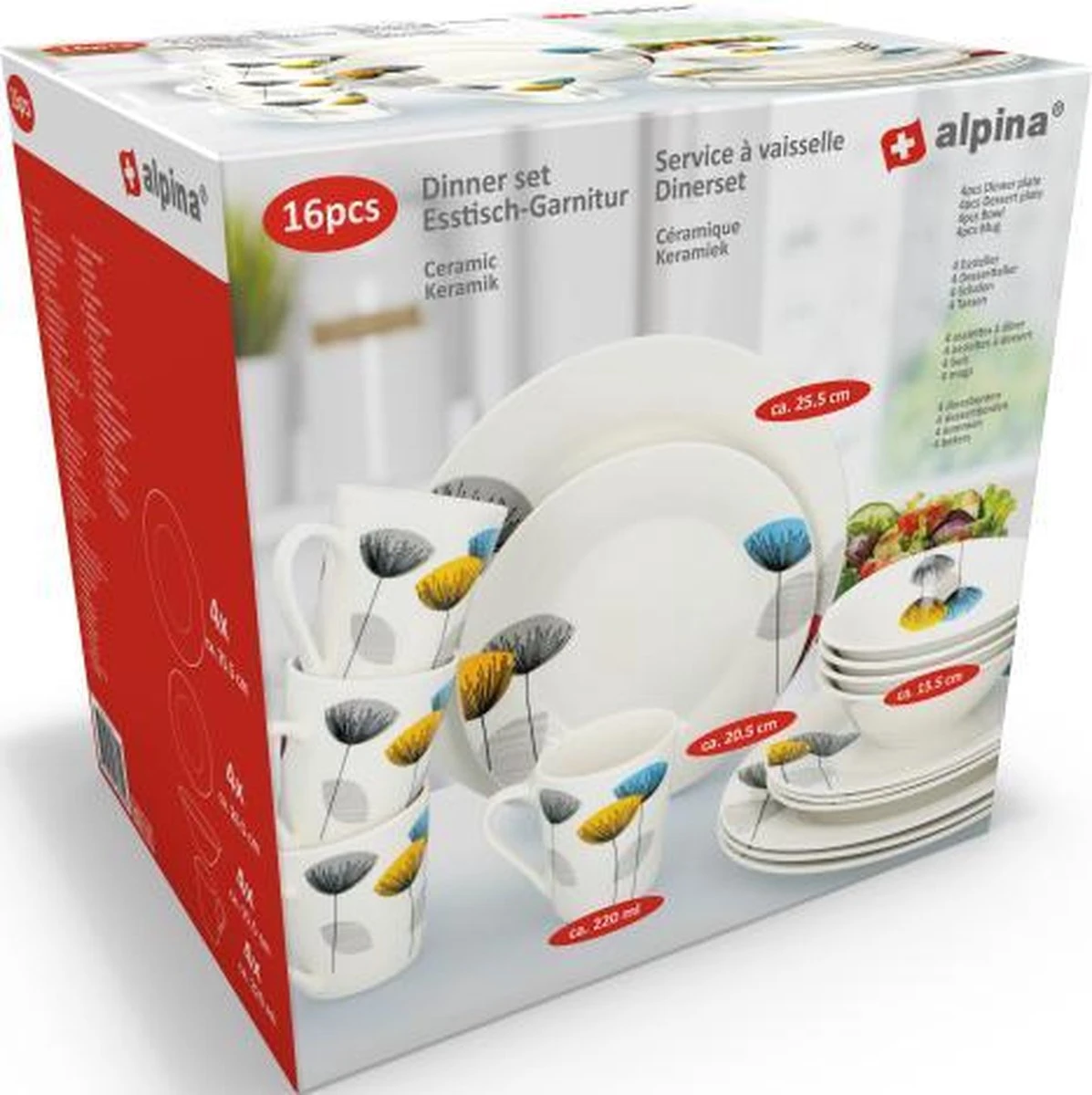 Alpina Serviesset - 16-delig - Keramiek - Voor 4 Personen 2 Alpina Serviesset - 16-delig - Keramiek - Voor 4 Personen - Afbeelding 2