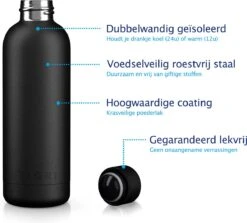 TIGR Minimalist - Drinkfles - Thermosfles - RVS - 500ml - Zwart - Black Edition -Keukengerei Verkoop 1200x1081 2