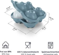 Blumtal Bollen IJsblokjesvorm - 2 X 4 IJsblokjes - Hoogwaardig Siliconen - 8 Stuks - 5 Cm - Grijs - Blauw / Lichtblauw -Keukengerei Verkoop 1200x1115 3