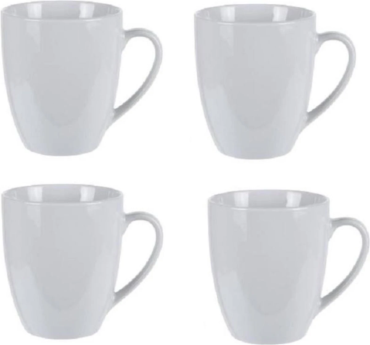 Excellent Houseware Set Van 4x Stuks Bekers/mokken Wit 380 Ml Van Porselein - Melkbekers 2 Excellent Houseware Set Van 4x Stuks Bekers/mokken Wit 380 Ml Van Porselein - Melkbekers - Afbeelding 2