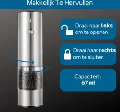 GOV Elektrische Peper- En Zoutmolen RVS XL Oplaadbaar - Automatische Pepermolen -Keukengerei Verkoop 1200x1121 1