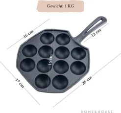 Home&House Poffertjespan Set - Zwart - Poffertjesmaker - Inductie - Gas - Poffertjes - Prik Vork - Kwast - Gietijzer - Poffertjesplaat - Poffertjespannen -Keukengerei Verkoop 1200x1122 1