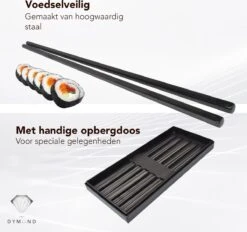 Dymund® Chopsticks - 5 Persoons Eetstokjes Set - Herbruikbaar - RVS - Zwart -Keukengerei Verkoop 1200x1125 1