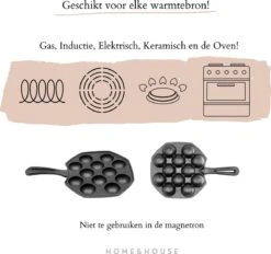 Home&House Poffertjespan Set - Zwart - Poffertjesmaker - Inductie - Gas - Poffertjes - Prik Vork - Kwast - Gietijzer - Poffertjesplaat - Poffertjespannen -Keukengerei Verkoop 1200x1129 1