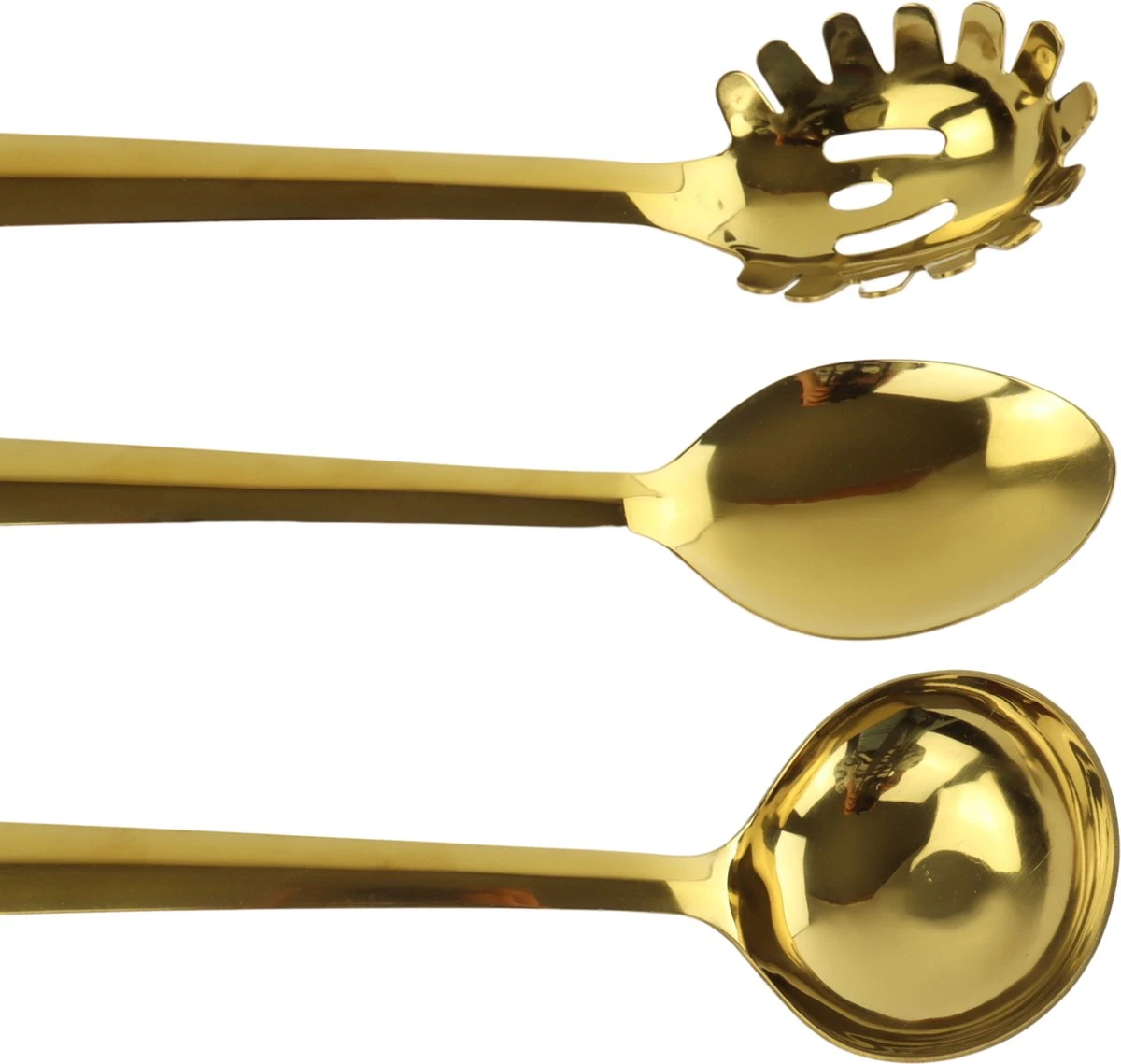 Orange85 Keukengerei Set - 5-delig - Goud - Schuimspaan - Spaghettilepel - Soeplepel - Spatel - Opscheplepel 2 Orange85 Keukengerei Set - 5-delig - Goud - Schuimspaan - Spaghettilepel - Soeplepel - Spatel - Opscheplepel - Afbeelding 2