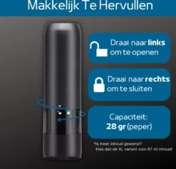 GOV Elektrische Peper- En Zoutmolen Set Zwart Oplaadbaar - Pepermolen - Kruidenmolen -Keukengerei Verkoop 1200x1156 2