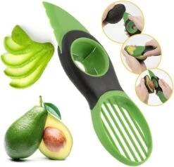 Merkloos Avocadosnijder - 3-in-1 Avocado Snijder En Ontpitter - Eenvoudige Avocado Tool - Groen & Zwart Avocado Mes