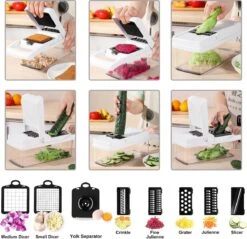 Groentesnijder - Mandoline - Keukenhulp - Stevig Materiaal - Raspen - Snijder - Dooierscheider - Alle Mogelijke Snij Opties - Vergiet - Grote Opvang Bak - Extra Uitgebreid - Handig Wisselsysteem -Keukengerei Verkoop 1200x1159 1