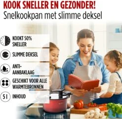 Rosmarino - Snelkookpan Met Glazen Deksel - Zwart - Ø24cm - 5 Liter - 100% PFAS & PFOA Vrij - Aluminium - Pressure Cooker - Non-stick Minerale Coating - Ergonomische Handgrepen - Geschikt Voor Alle Warmtebronnen -Keukengerei Verkoop 1200x1170 1