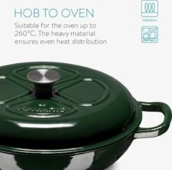 Navaris Gietijzeren Stoofpan Met Deksel- 3,5 Liter Gietijzeren Ovenschaal Van Email - Geschikt Voor Alle Warmtebronnen - Groen -Keukengerei Verkoop 1200x1189 4