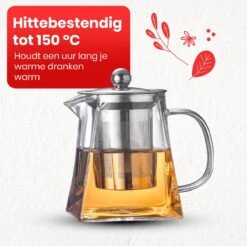 Procidi® Glazen Theepot Met Filter - Theekan Met Infuser - Dubbelwandig Borosilicaat Glas - Thee Thermoskan - Koffiekan 950 ML - Teapot -Keukengerei Verkoop 1200x1197 20