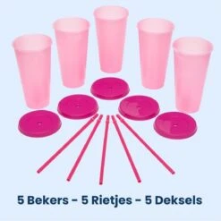 Herbruikbare Bekers Met Rietje En Deksel Van Plastic – Starbucks Design – Drinkbekers Met Rietje – Kleur Veranderende Beker – 5 Pack -Keukengerei Verkoop 1200x1198 29