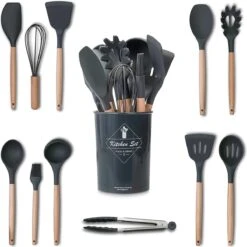 Keukengerei Set Met Houder - Kookgerei Set Spatel Pot - Keukengerei Keukenset - 12 Delige Zwart Hout -Keukengerei Verkoop 1200x1199 9