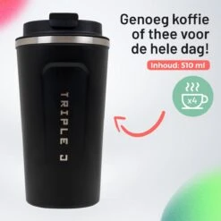 Triple J® Koffiebeker To Go - Thermosbeker - BPA & Lekvrij - 510ml - Zwart -Keukengerei Verkoop 1200x1200 1158