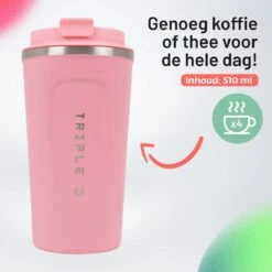 Triple J® Koffiebeker To Go - Thermosbeker - BPA & Lekvrij - 510ml - Roze -Keukengerei Verkoop 1200x1200 1181