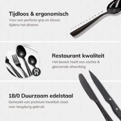 Deleca 6 Persoons Bestekset (36-delig) - Lepels, Messen, Vorken & Steakmessen - Vaatwasserbestendig - Zwart / RVS 15 Deleca 6 Persoons Bestekset (36-delig) - Lepels, Messen, Vorken & Steakmessen - Vaatwasserbestendig - Zwart / RVS -Keukengerei Verkoop 1200x1200 124