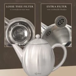 T&C Theepot Met Filter En Dubbelwandig - 1,2L - Matte Grijs -Keukengerei Verkoop 1200x1200 1354