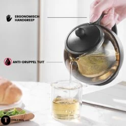 Tolussa Premium Theepot Glas Met Filter - 1.25L - Zwart - Isolerend - Lekt Niet -Keukengerei Verkoop 1200x1200 1365