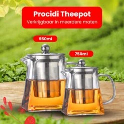 Procidi® Glazen Theepot Met Filter - Theekan Met Infuser - Dubbelwandig Borosilicaat Glas - Thee Thermoskan - Koffiekan 950 ML - Teapot -Keukengerei Verkoop 1200x1200 1374