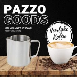 Merkloos Pazzo Goods - Melkkan - Melkkannetje Opschuim - Zilver - 350 Ml - Premium Kwaliteit - RVS - -Keukengerei Verkoop 1200x1200 1393