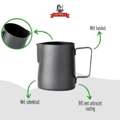 Krumble Melkkannetje 300ml / RVS Melkopschuimkan / Melkkan / Antraciet - Zwart -Keukengerei Verkoop 1200x1200 1396