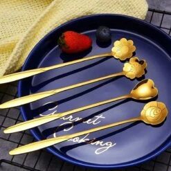 Fako Bijoux® - 8 Lange Lepels Bloem Motief - Latte Macchiato - Longdrink - Cocktail - Dessert - IJs - Koffie - Goud - 8 Stuks - Bewaarzakje -Keukengerei Verkoop 1200x1200 175