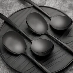 House Of Husk® Opscheplepel Set - Zwart - Serveerlepel - Groetelepel - Aardappellepel - 21cm - RVS - 4 Stuks -Keukengerei Verkoop 1200x1200 200