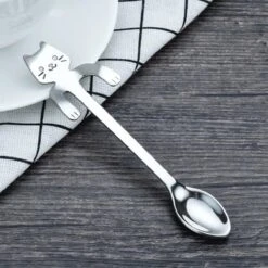 Merkloos 4 Theelepels Hangende Kat - Katten Koffielepel - RVS - Zilverkleurig -Keukengerei Verkoop 1200x1200 222
