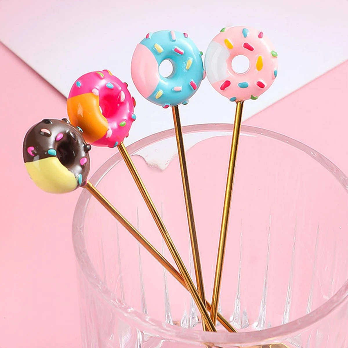 Gebaksvorkjes Donut Set Van 4 Taartvorkjes - Goud 4 Gebaksvorkjes Donut Set Van 4 Taartvorkjes - Goud - Afbeelding 4