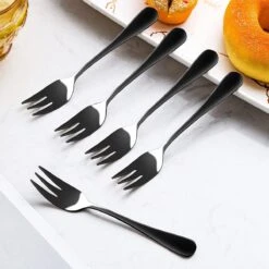 House Of Husk® Gebaksvorkjes - Dessertvorken - Taartvorkjes - Cocktailvorken - Klein Vorkjes - 12 Stuks - RVS - Zwart -Keukengerei Verkoop 1200x1200 275