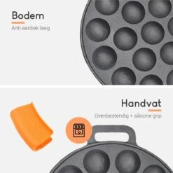 Ocina Poffertjespan – Combo Pack – 19 Poffertjes – Poffertjesmaker – Poffertjespan Inductie – Poffertjespan Electrisch – Gietijzeren Pan - Inclusief Doseerfles, Handvaten, 6x Poffertjesvorken En Invetkwast – Gratis Receptenboek -Keukengerei Verkoop 1200x1200 327