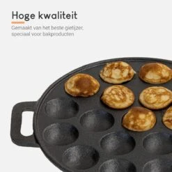Ocina Poffertjespan – Combo Pack – 19 Poffertjes – Poffertjesmaker – Poffertjespan Inductie – Poffertjespan Electrisch – Gietijzeren Pan - Inclusief Doseerfles, Handvaten, 6x Poffertjesvorken En Invetkwast – Gratis Receptenboek -Keukengerei Verkoop 1200x1200 330