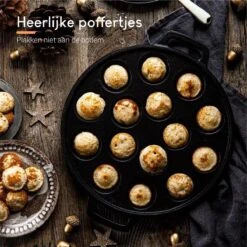 Ocina Poffertjespan – Combo Pack – 19 Poffertjes – Poffertjesmaker – Poffertjespan Inductie – Poffertjespan Electrisch – Gietijzeren Pan - Inclusief Doseerfles, Handvaten, 6x Poffertjesvorken En Invetkwast – Gratis Receptenboek -Keukengerei Verkoop 1200x1200 331