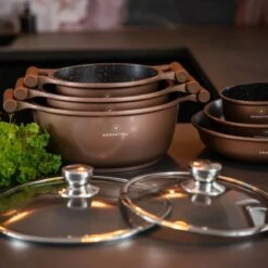 Herenthal Inductie Pannenset- Luxe 10-delige Koekenpannenset - Voor Alle Warmtebronnen - Met Glazen Deksels - Koper -Keukengerei Verkoop 1200x1200 338