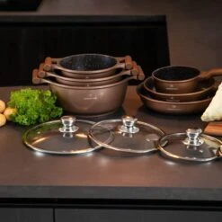 Herenthal Inductie Pannenset- Luxe 10-delige Koekenpannenset - Voor Alle Warmtebronnen - Met Glazen Deksels - Koper -Keukengerei Verkoop 1200x1200 339