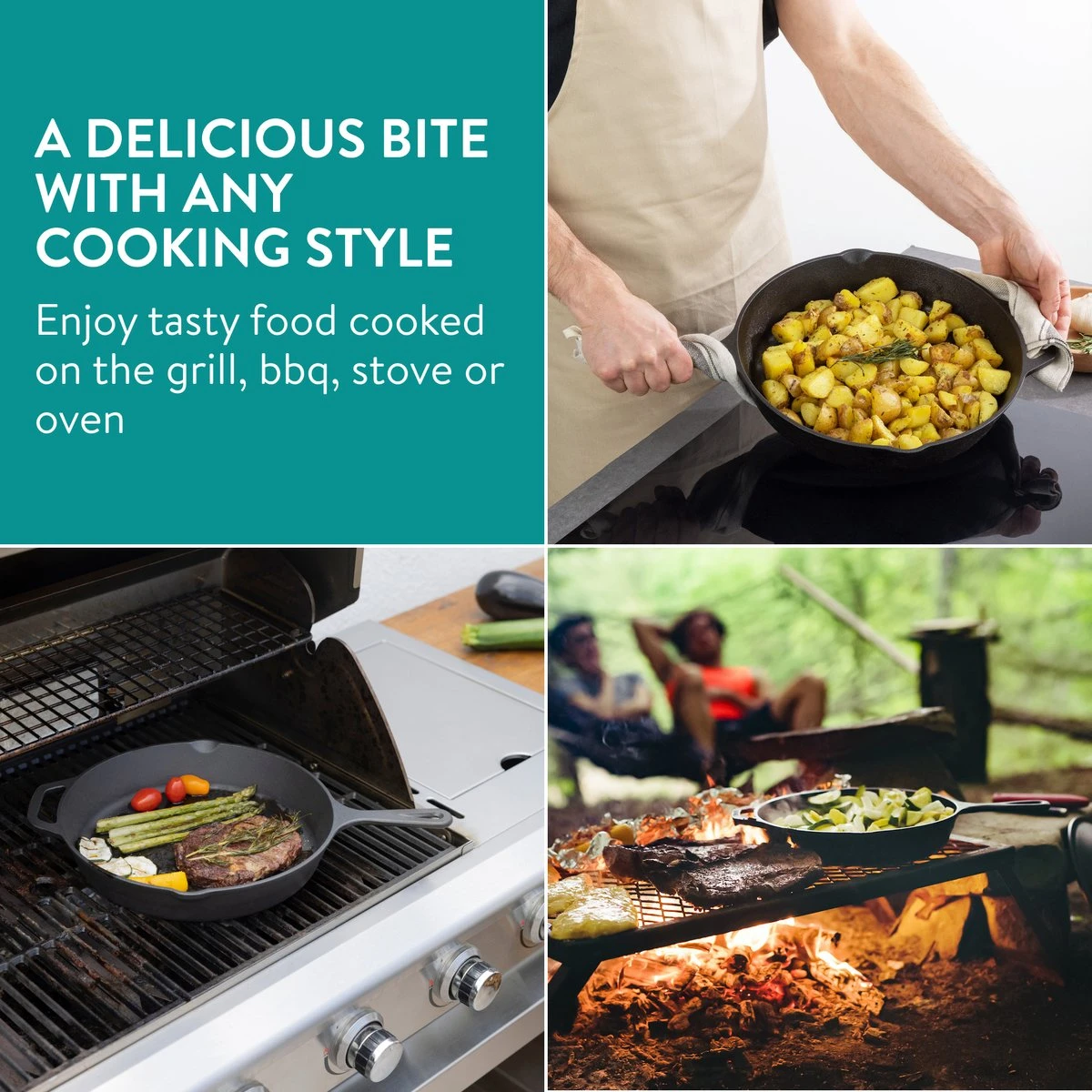 Navaris Gietijzeren Koekenpan - Braadpan Van Gietijzer - Ronde Skillet - Geschikt Voor Alle Warmtebronnen - Ø 30 Cm - Ovenbestendig Tot 260 Graden 7 Navaris Gietijzeren Koekenpan - Braadpan Van Gietijzer - Ronde Skillet - Geschikt Voor Alle Warmtebronnen - Ø 30 Cm - Ovenbestendig Tot 260 Graden - Afbeelding 7