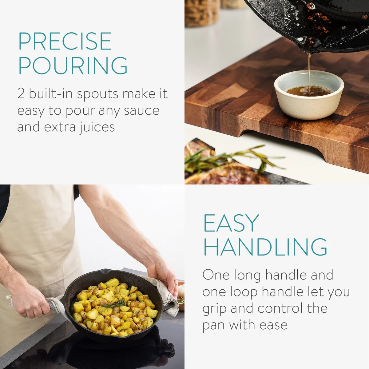 Navaris Gietijzeren Koekenpan - Braadpan Van Gietijzer - Ronde Skillet - Geschikt Voor Alle Warmtebronnen - Ø 30 Cm - Ovenbestendig Tot 260 Graden 14 Navaris Gietijzeren Koekenpan - Braadpan Van Gietijzer - Ronde Skillet - Geschikt Voor Alle Warmtebronnen - Ø 30 Cm - Ovenbestendig Tot 260 Graden - Afbeelding 14